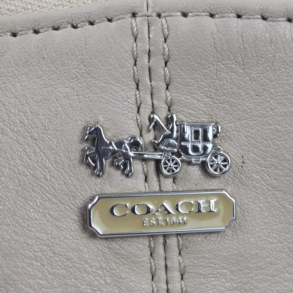 Coach Madison Mini Shoulder Bag Y2K Beige Leather Satchel Purse Buckles Vtg Y2K